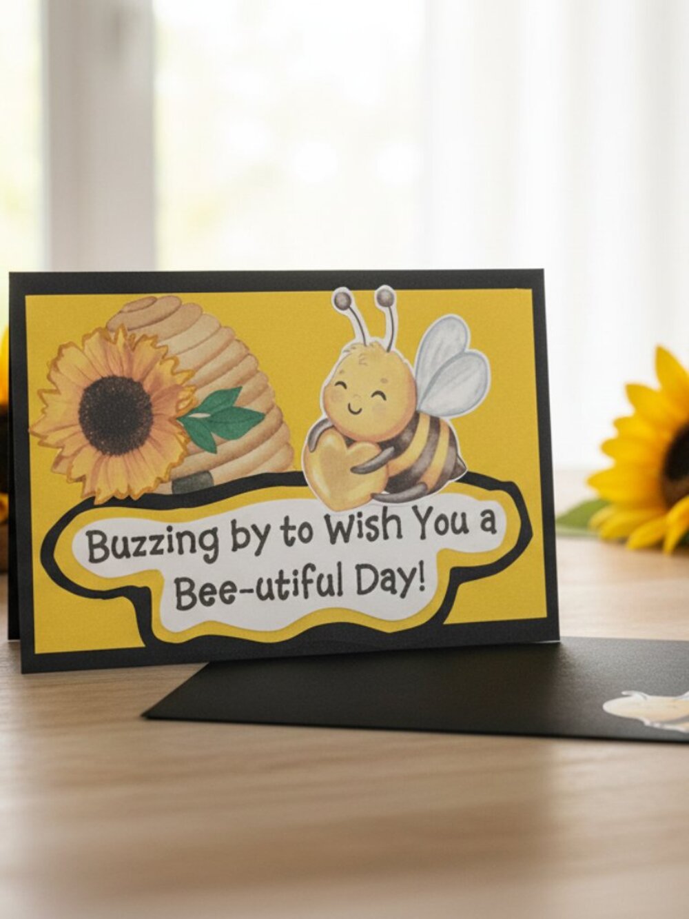 Handmade Bumble Bee Greeting Card with Envelope | Spring Summer Greeting Card